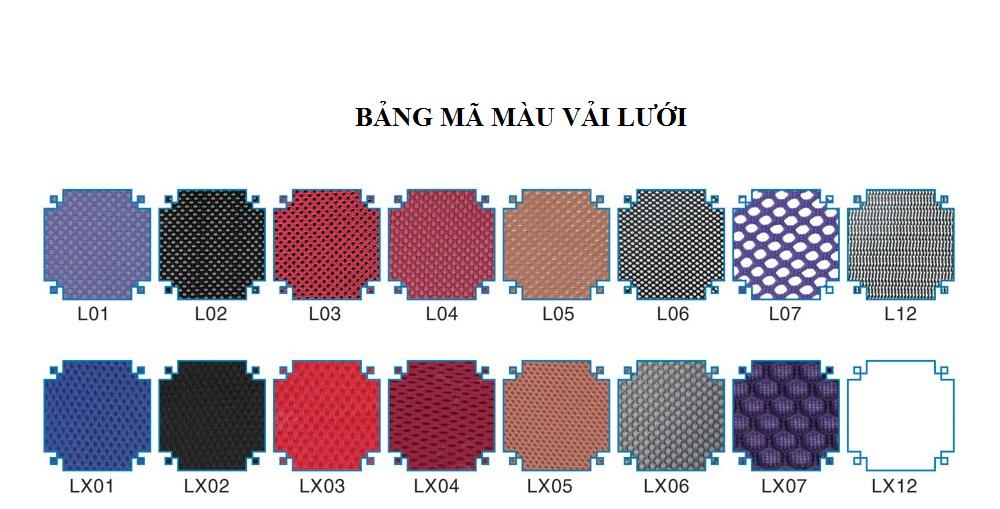 Bảng mã màu vải lưới xốp cho ghế
